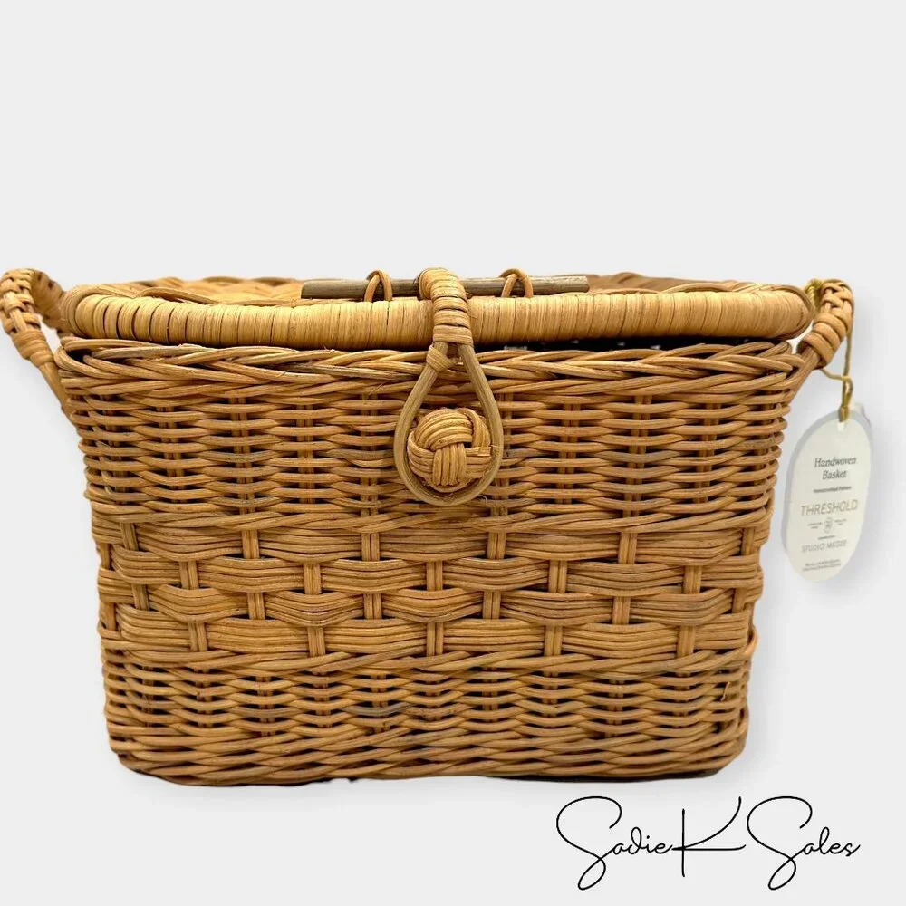 Small‎ Lidded Rattan Decorative Basket Brown - Threshold Studio McGee, Target